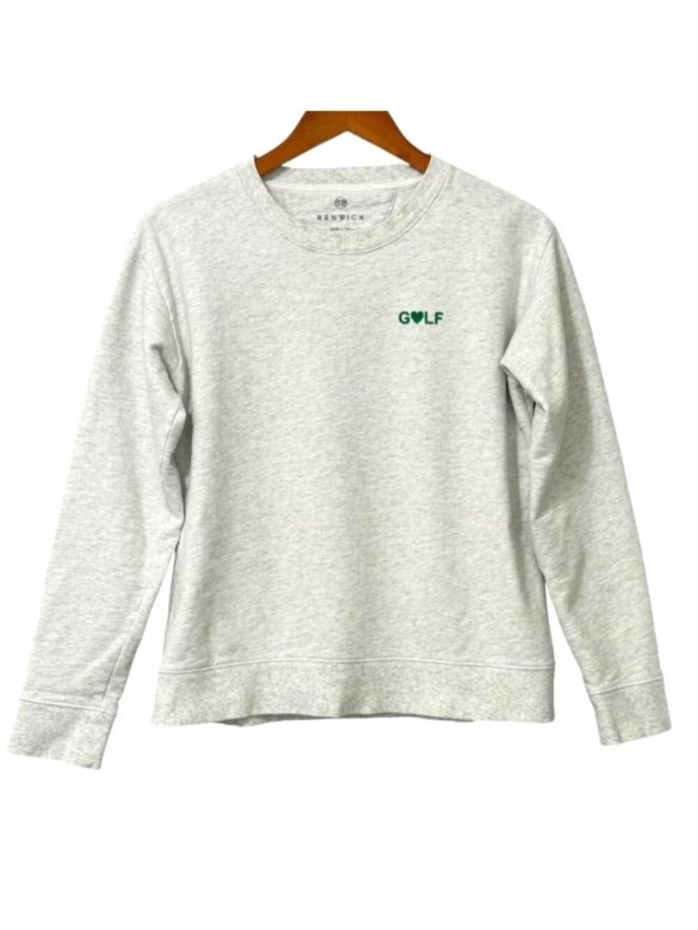 Renwick Women's Golf Love Sweatshirt Heathered Gray w/Green Velvet Logo Size S - Picture 8 of 9